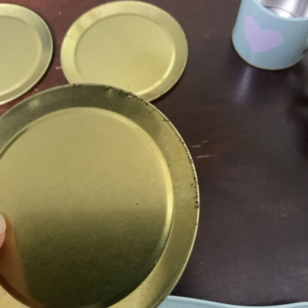 Pottery Barn Kids Play Dish Tin  Set Tray  4 Cups , Sugar and Creamer 4 Saucers